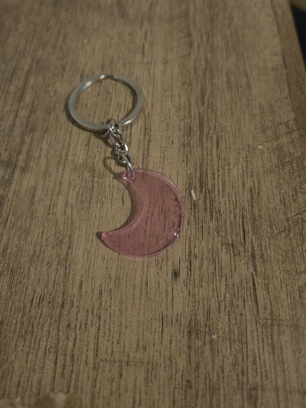 Pink Crescent Moon Resin Keychain - Women Accessories